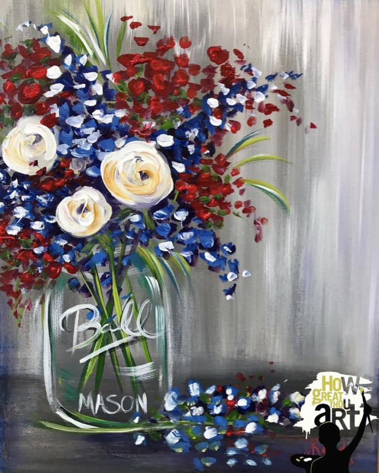 Patriotic Mason Jar Bouquet